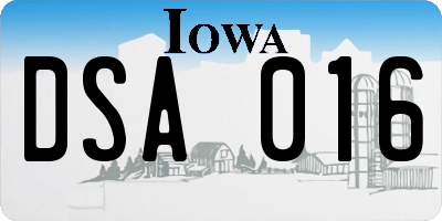 IA license plate DSA016
