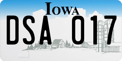 IA license plate DSA017
