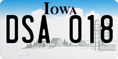 IA license plate DSA018