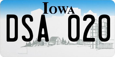 IA license plate DSA020