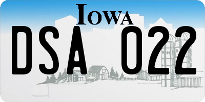 IA license plate DSA022