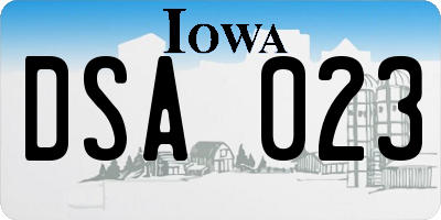 IA license plate DSA023