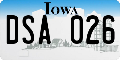 IA license plate DSA026