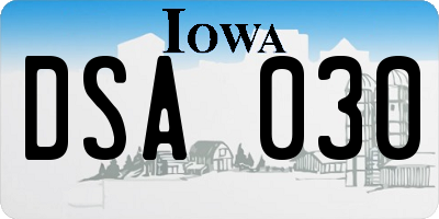 IA license plate DSA030