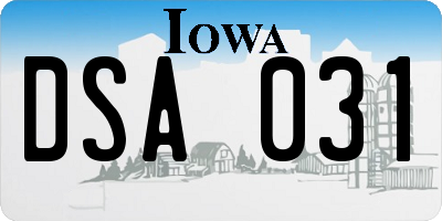 IA license plate DSA031