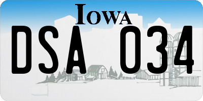 IA license plate DSA034