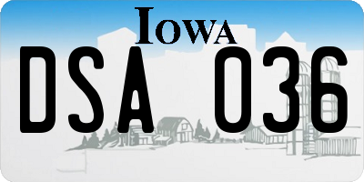 IA license plate DSA036
