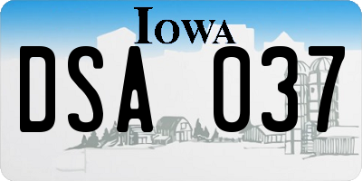 IA license plate DSA037