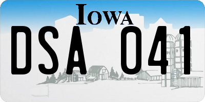 IA license plate DSA041