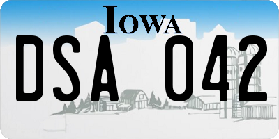 IA license plate DSA042