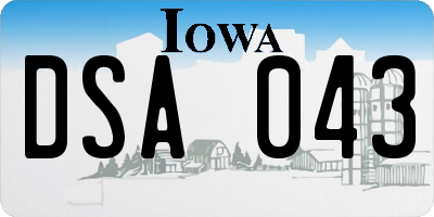 IA license plate DSA043