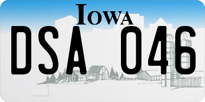 IA license plate DSA046