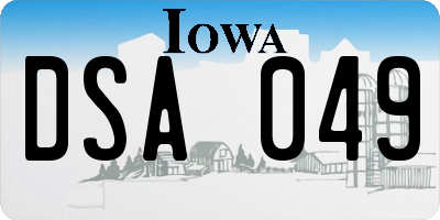 IA license plate DSA049
