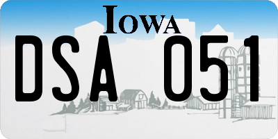 IA license plate DSA051