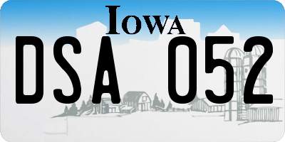 IA license plate DSA052
