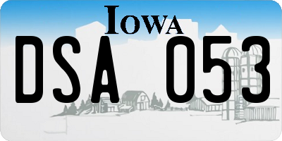IA license plate DSA053