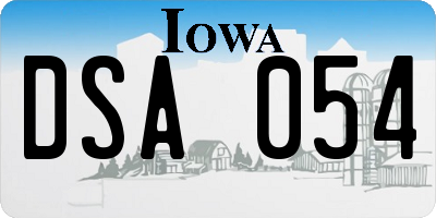 IA license plate DSA054