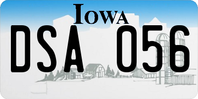 IA license plate DSA056