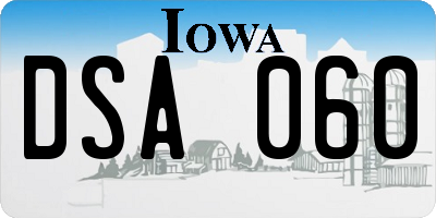 IA license plate DSA060