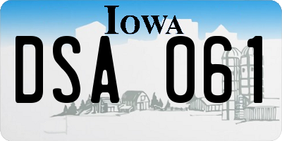 IA license plate DSA061