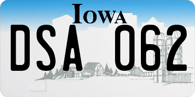 IA license plate DSA062