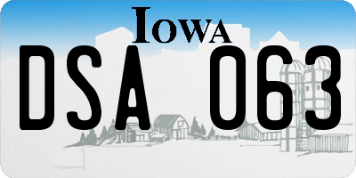 IA license plate DSA063