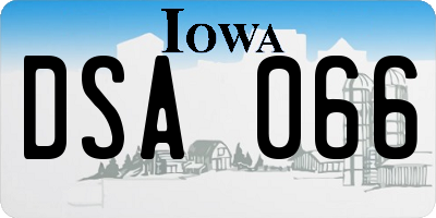 IA license plate DSA066