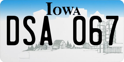 IA license plate DSA067