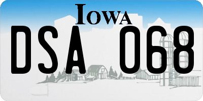 IA license plate DSA068