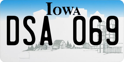 IA license plate DSA069