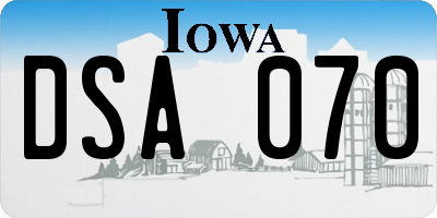 IA license plate DSA070