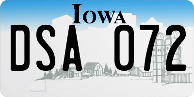 IA license plate DSA072