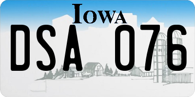 IA license plate DSA076
