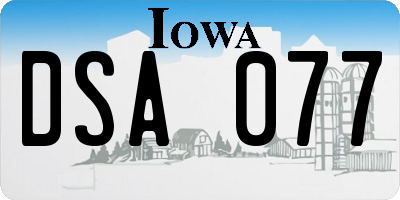 IA license plate DSA077