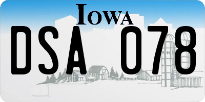 IA license plate DSA078