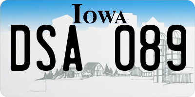 IA license plate DSA089