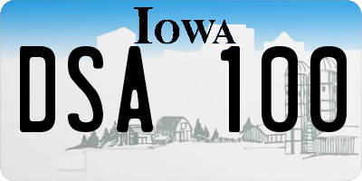 IA license plate DSA100