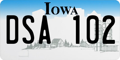 IA license plate DSA102