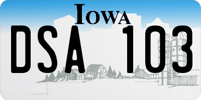 IA license plate DSA103