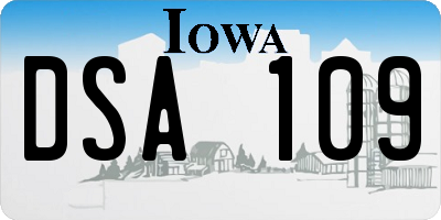 IA license plate DSA109
