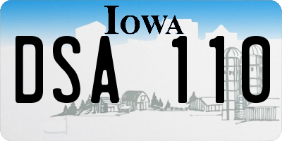 IA license plate DSA110