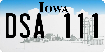IA license plate DSA111
