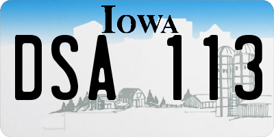 IA license plate DSA113