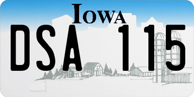 IA license plate DSA115