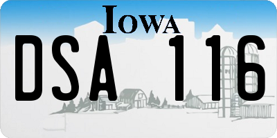 IA license plate DSA116