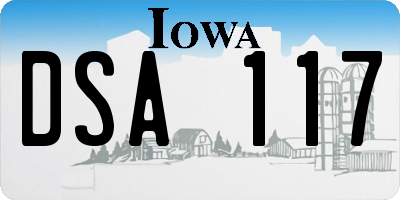 IA license plate DSA117