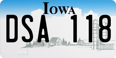 IA license plate DSA118