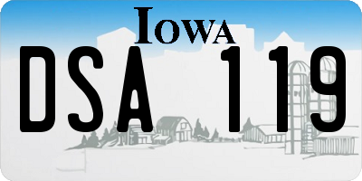 IA license plate DSA119