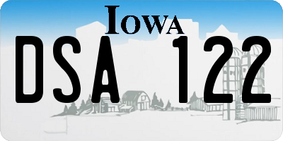 IA license plate DSA122