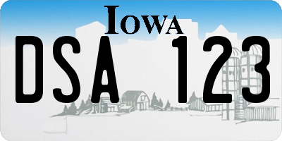 IA license plate DSA123